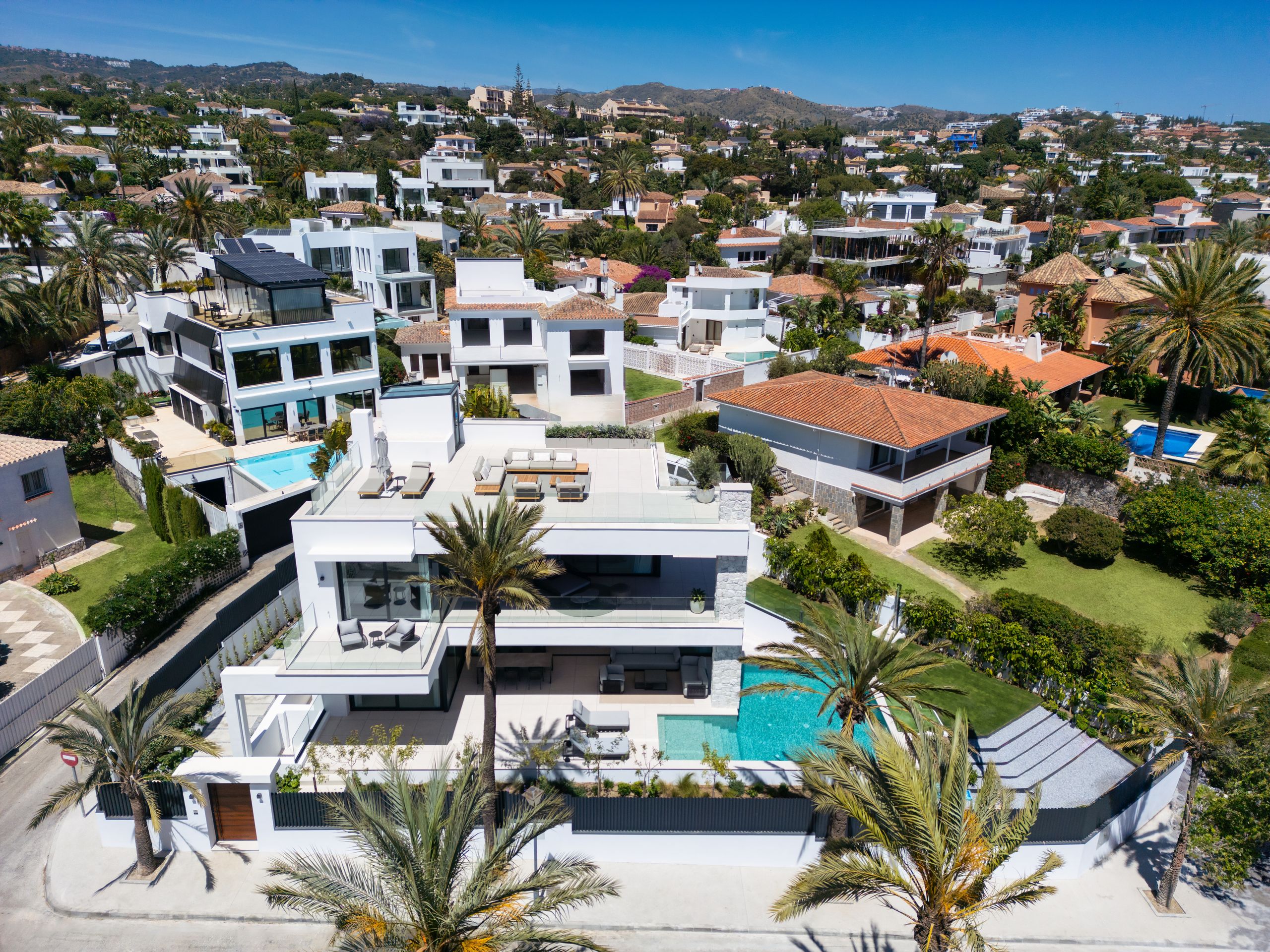 Beachside villa, aerial view