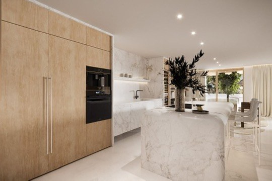 Los Granados II — kitchen, render