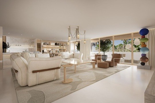 Los Granados II — living room, render (alternate angle)