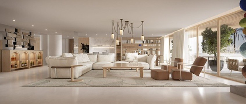 Los Granados II — living room, render